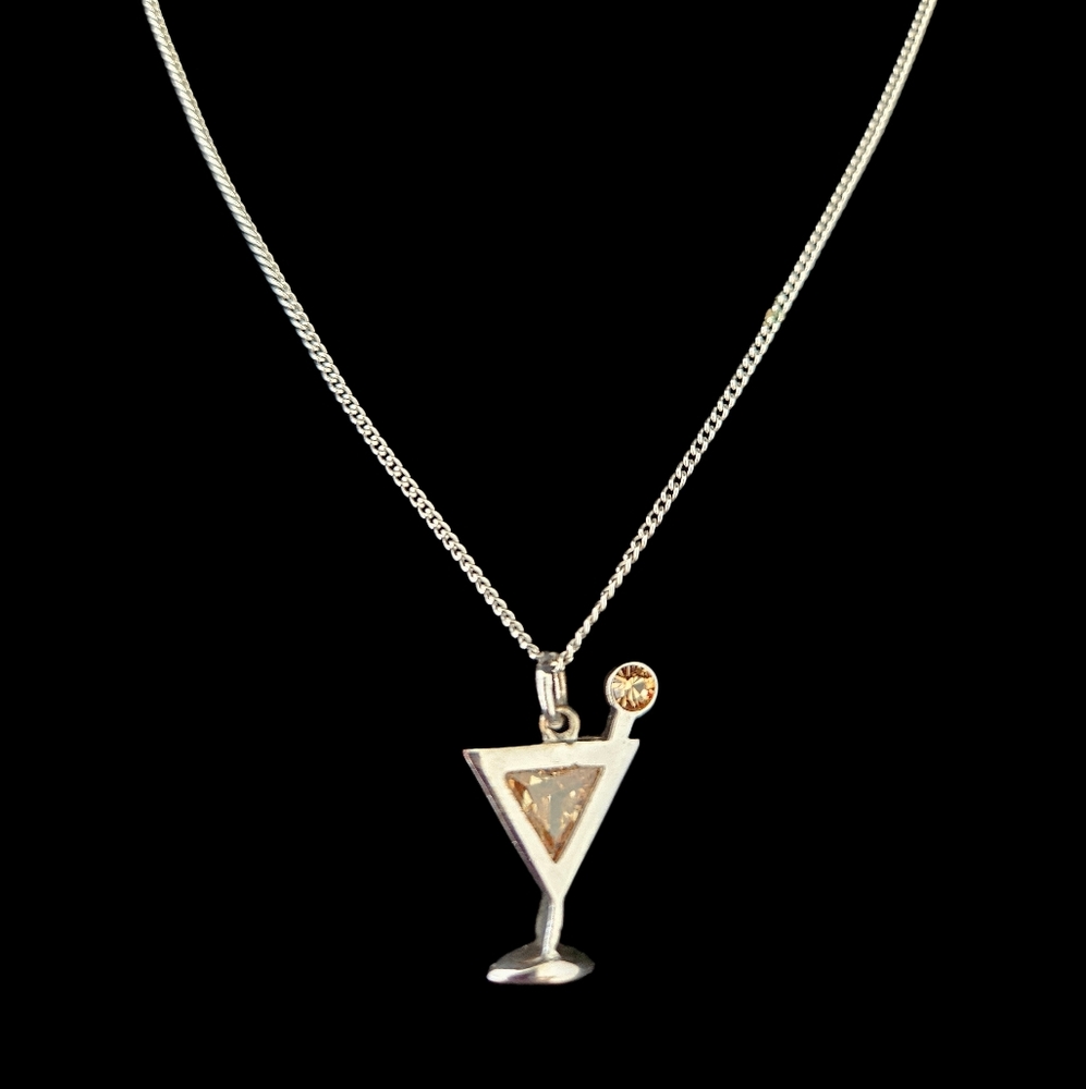 Silver Martini Pendant Necklace